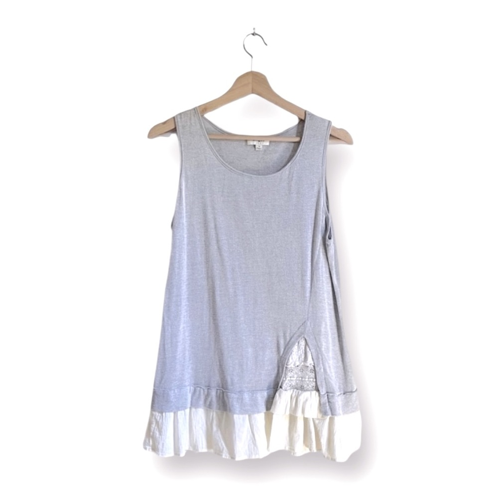 Umgee Woman’s Cotton Blend Ruffled Hem Tunic Top Size M